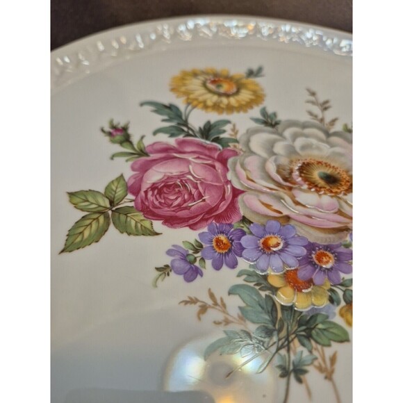 Limoges White with Raised Floral Design Gold Trim Footed Cake Plate/Cake Stand - Picture 5 of 16